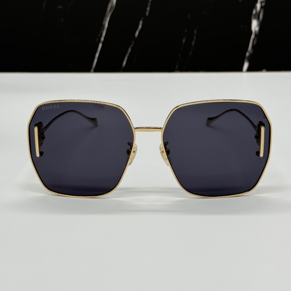 NEW GG1207SA 002 GUCCI GOLD GREY SQUARE WOMEN GUCCI SUNGLASSES - Picture 5 of 16